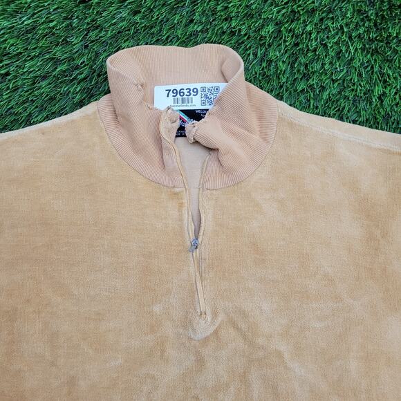 Vintage 80s MOD Velour 1/4 Zip Sweater Womens XL 23x23 Boxy - Picture 8 of 10